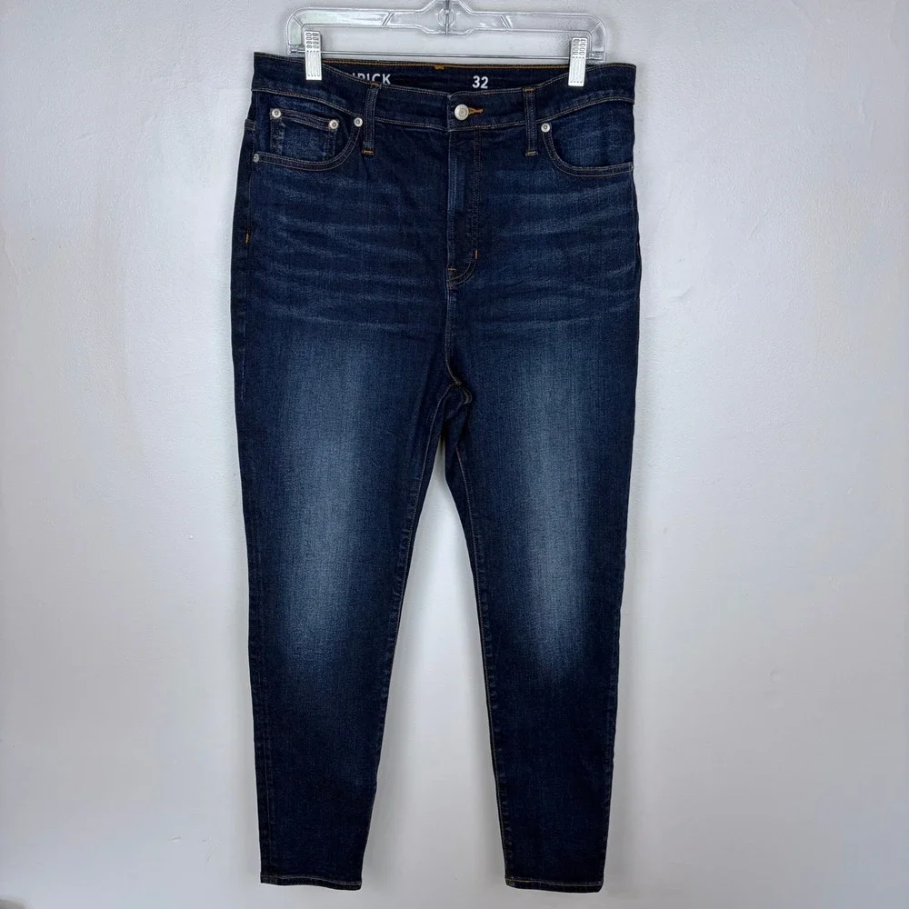 J. Crew Curvy Toothpick Jeans Blue Harbor High‎ Rise Dark Wash Skinny Size 32